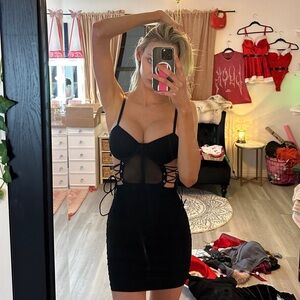 Black mini dress with adjustable straps